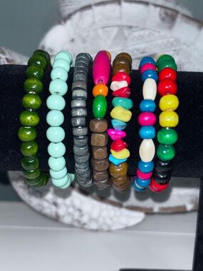 Colorful Beaded Stretch Bracelet Set - Multicolor